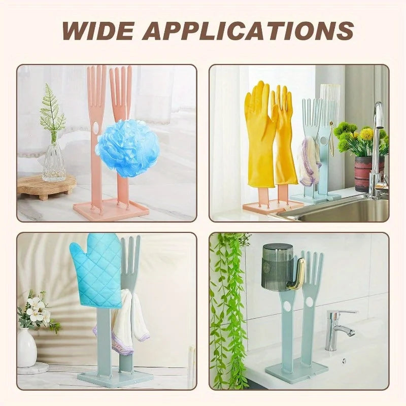 1 Kitchen Glove Holder Drying Rack Dryer Plastic Mitten Rubber Sink