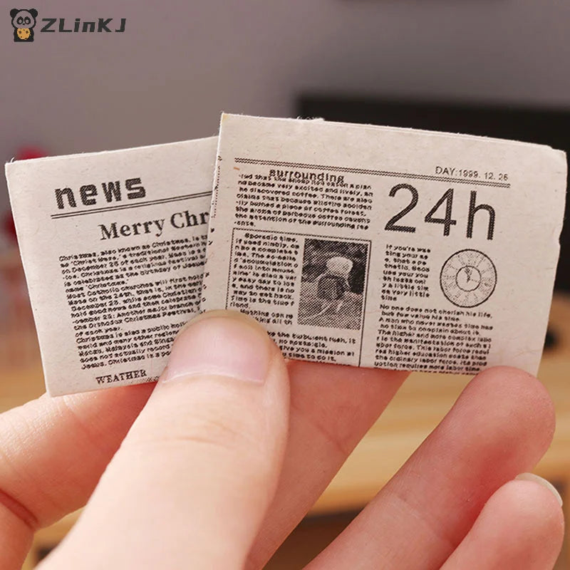 ▶1/12 Dollhouse Miniature Retro Newspaper Set Simulation Model Toys Home Furniture Accessories Zpaxo