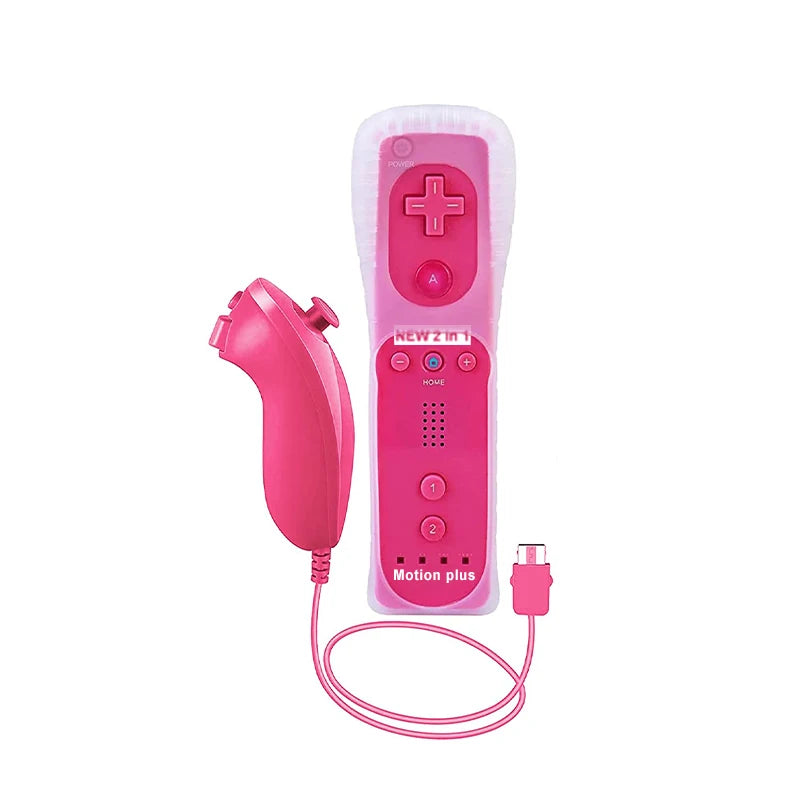 1 Pair Nunchuck Controller Motion Remote Wii Gamepad Nintendo Games Zpaxo Pink