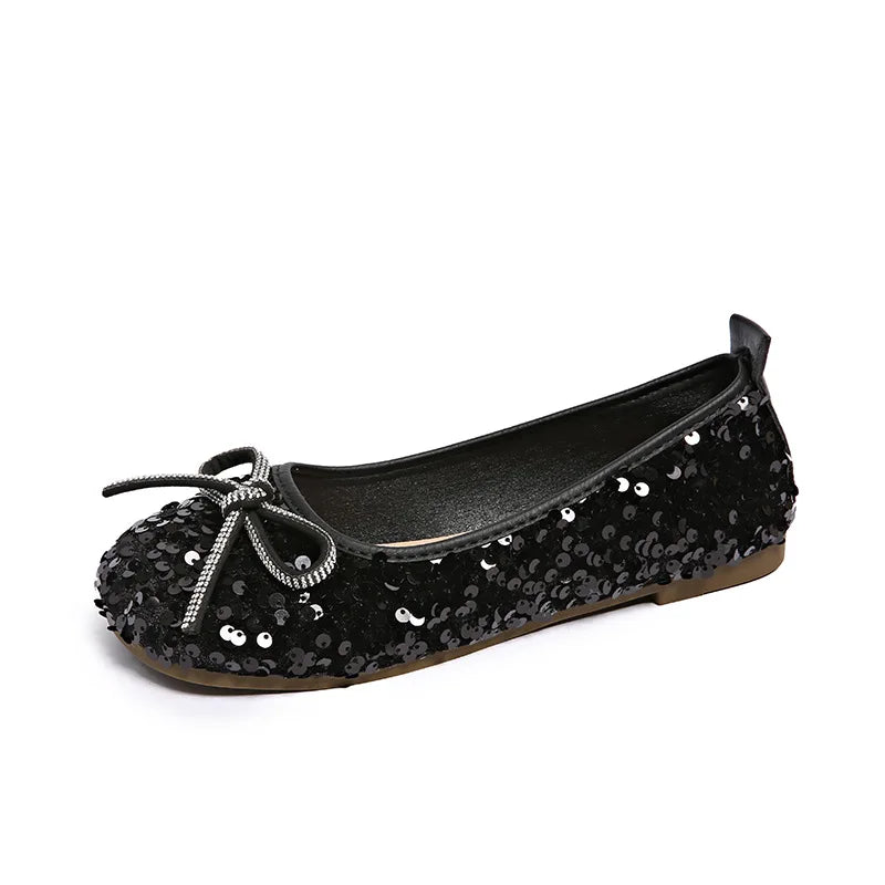 2026 Women Bling Flats Shoes Casual Walking Spring Round Toe Bowtie