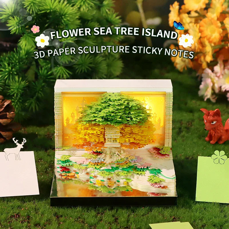 Time Piece Calendar 2026 Desk Calendar With LED Light 3D Tear-away Calendar Paper Carving Art Memo Pad Notepad Gift Christmas Zpaxo