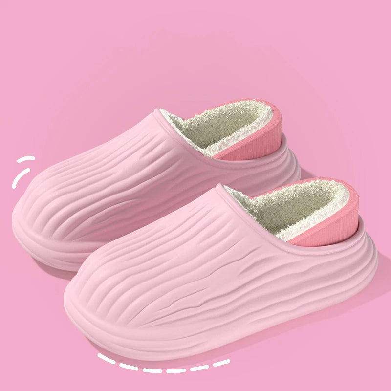 Winter Women Cotton Slippers Warm Non-slip Thick Bottom Slides Soft Zpaxo light pink 40-41