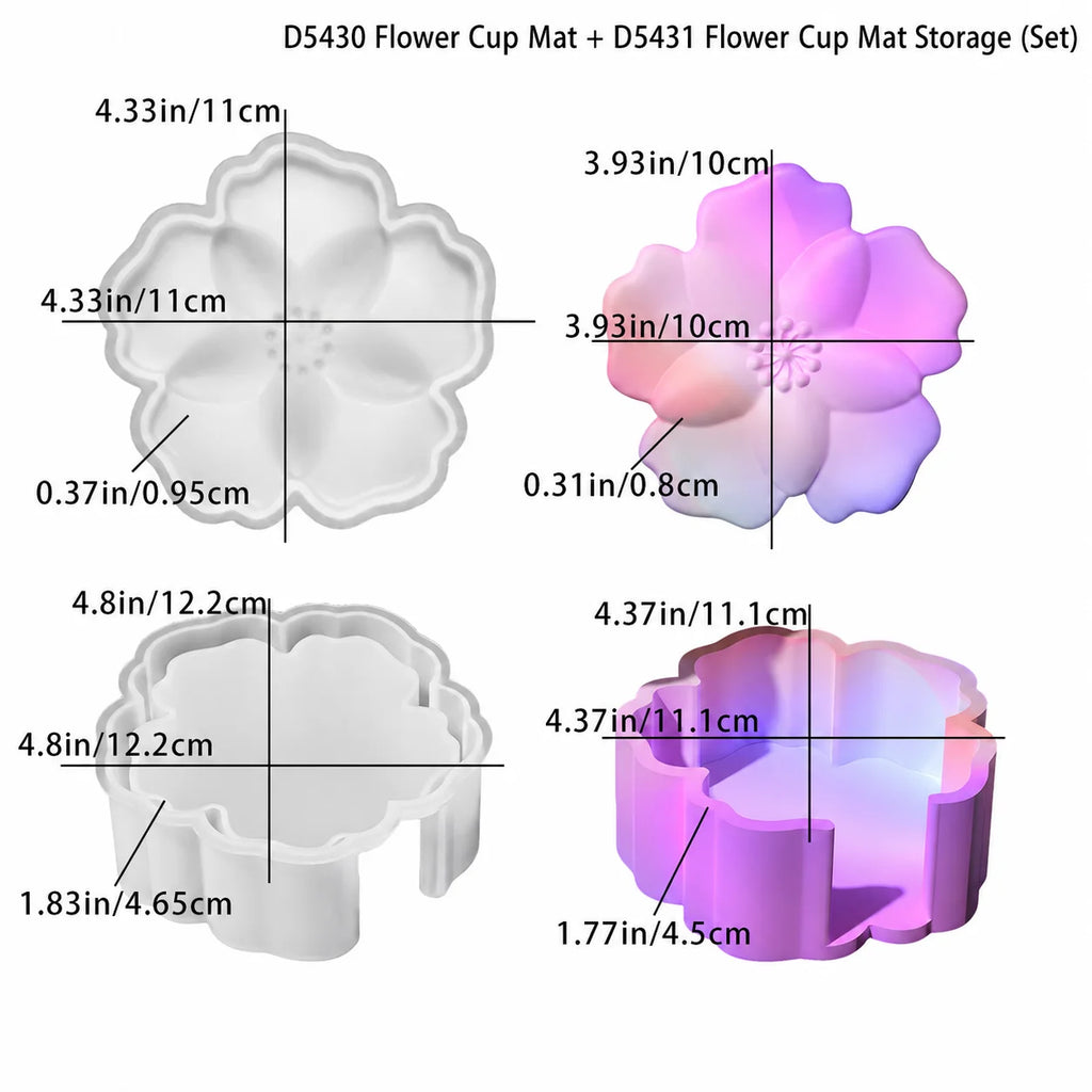Flower Coaster & Storage Box Silicone Resin Mold | DIY Epoxy