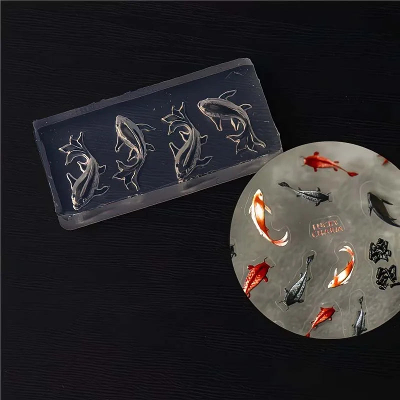 Koi Fish Silicone Resin Mold for Nail Art & Jewelry Making Silicone Resin Mold Zpaxo 4 fish