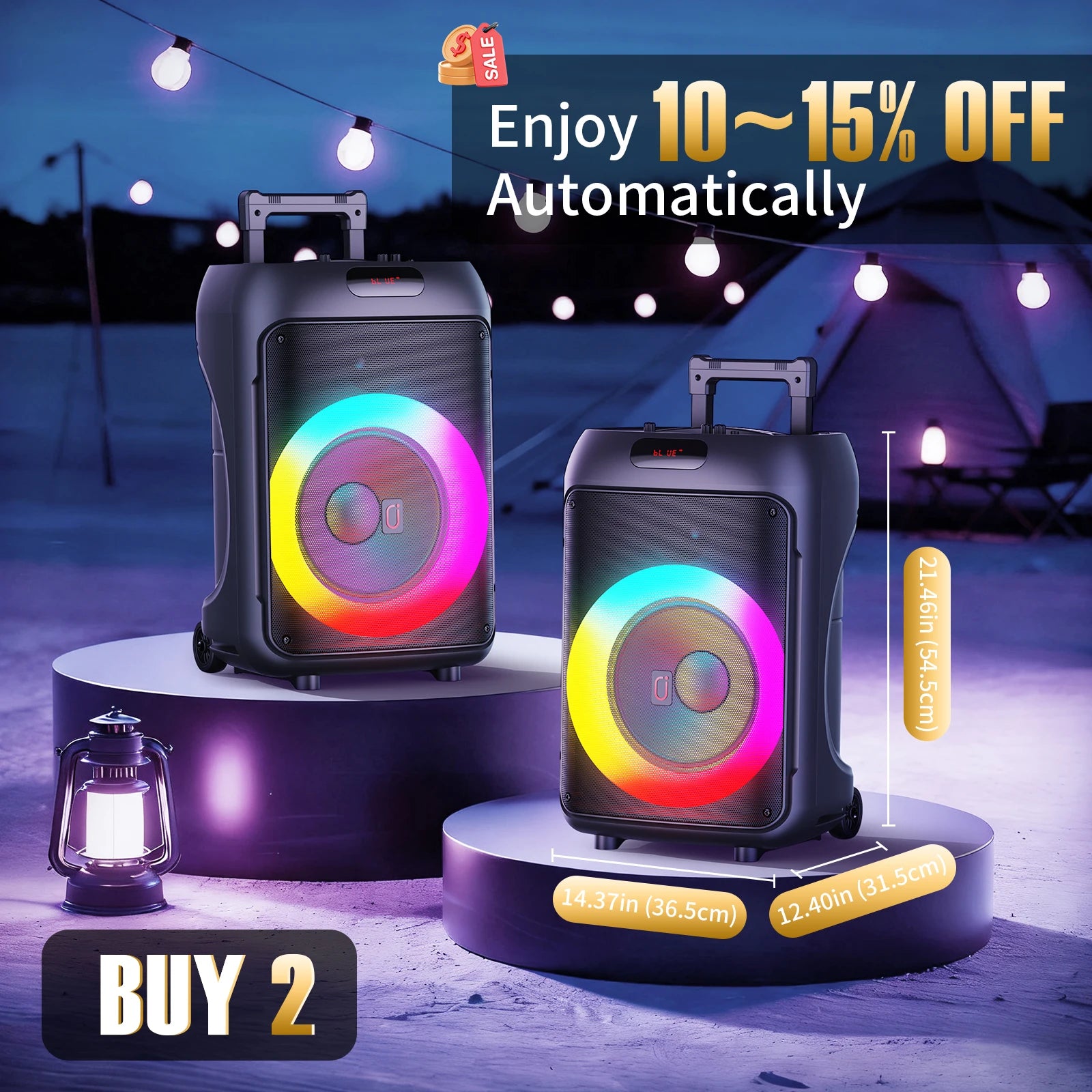 Karaoke Machine Peak Power Big Portable Bluetooth Speaker PA System