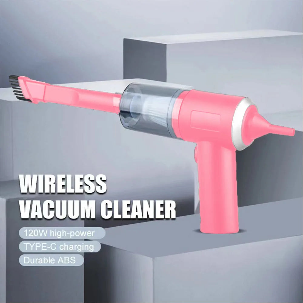 Mini Car Vacuum Cleaner Cordless Powerful Wireless Car Cleaner Type-C Charges HandHeld Portable Vacuum Cleaner Cleaning Machine Zpaxo Pink