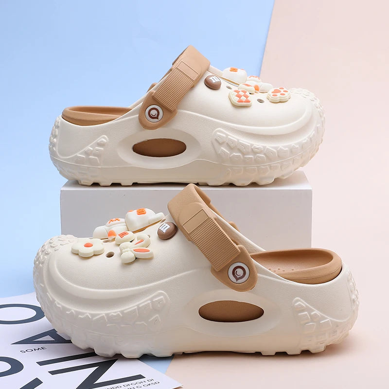 Women's Trendy Platform Clogs Cartoon Animation Hollow Summer Beach