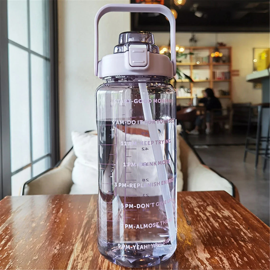 2 Liters Water Bottle Cups Time Marker Reusable Outdoors Sports