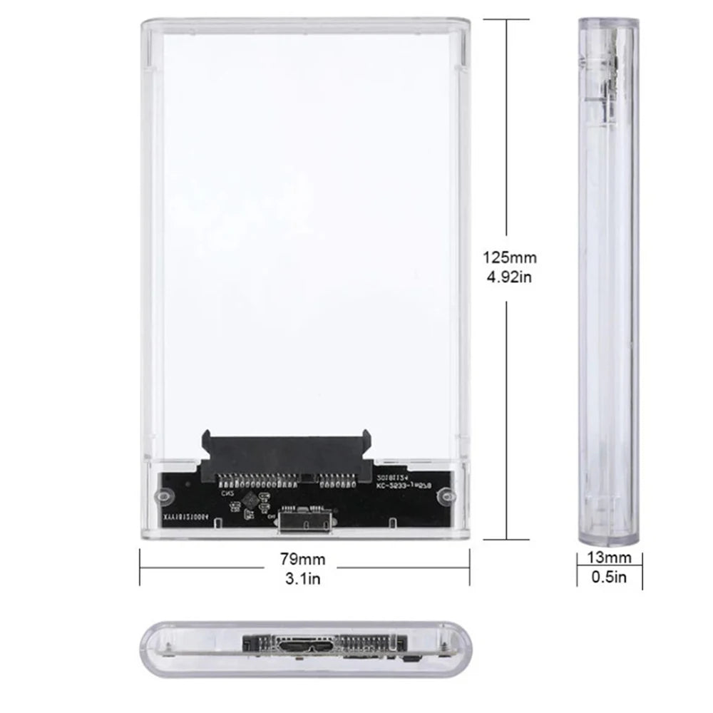2.5inch USB 3.0 HDD Enclosure SATA SSD Hard Drive Case with 5Gbps Transfer Speed Mobile External Hard Disk Box with Cable Zpaxo