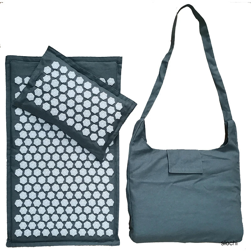 74*44cm Nature Linen Coconut Palm Massage Yoga Mat Sport Pillow Mat with Bag Lotus Spike Acupressure Mat Cushion Accupresure Mat Zpaxo 3pcs gray white