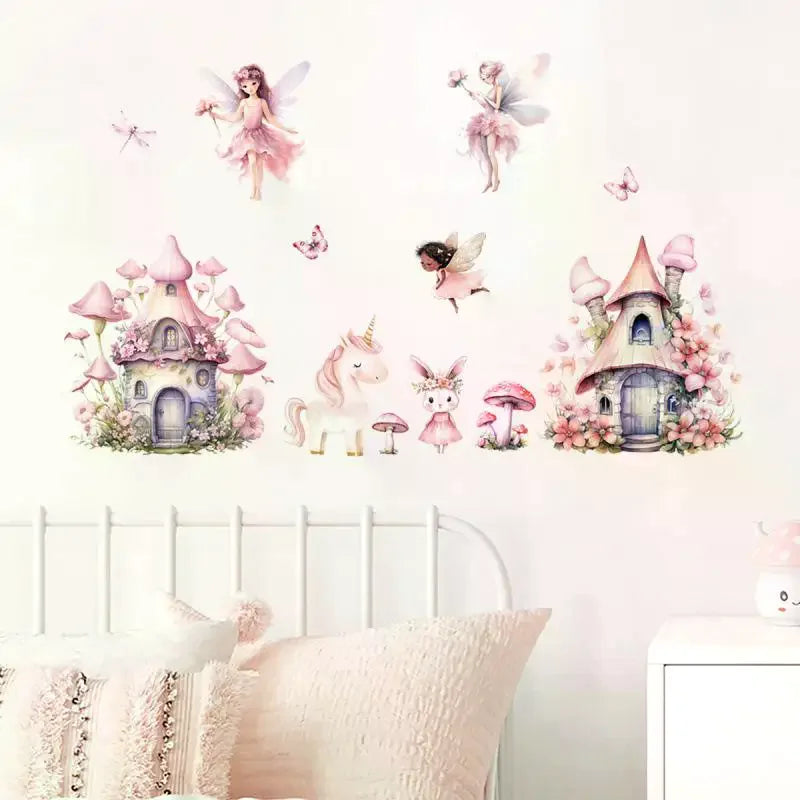 Cute Fairy Reading Wall Sticker For Baby Girls Nursary Room Kids Room Background Children's Room Wall Decals Zpaxo