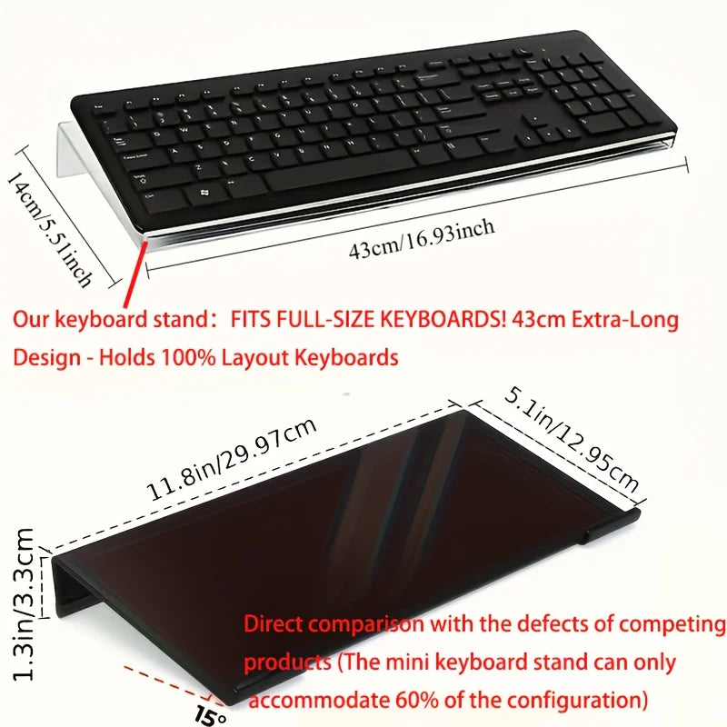 Standard Keyboard Stand Sleek Acrylic Desk Organizer Office Home