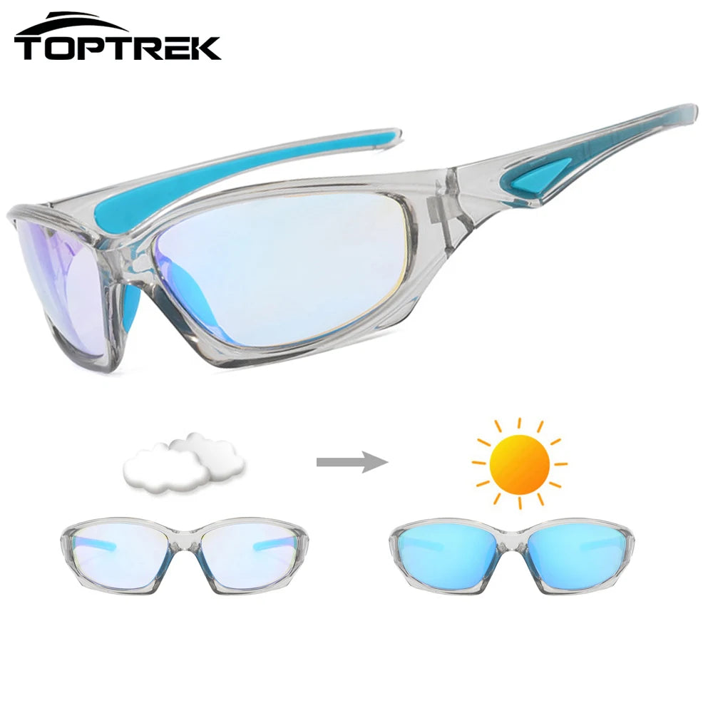 Toptrek Cycling Sunglasses UV400 Cycling Glasses Photochromic Sports Goggles Bicycle Eyewear Sunglasses Outdoor MTB Bike Glasses Zpaxo