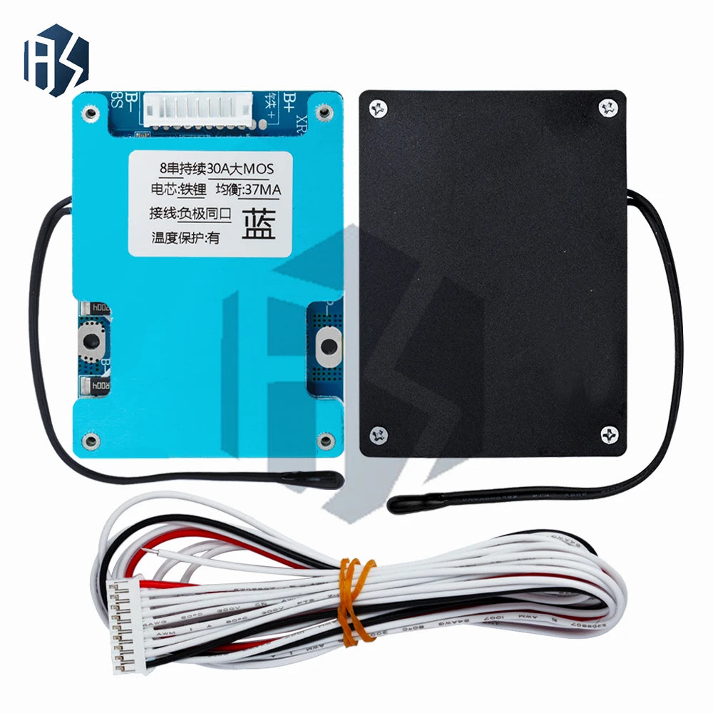 8S 24V 30A LiFePO4 Battery Protection BMS Module Active Balancing Zpaxo