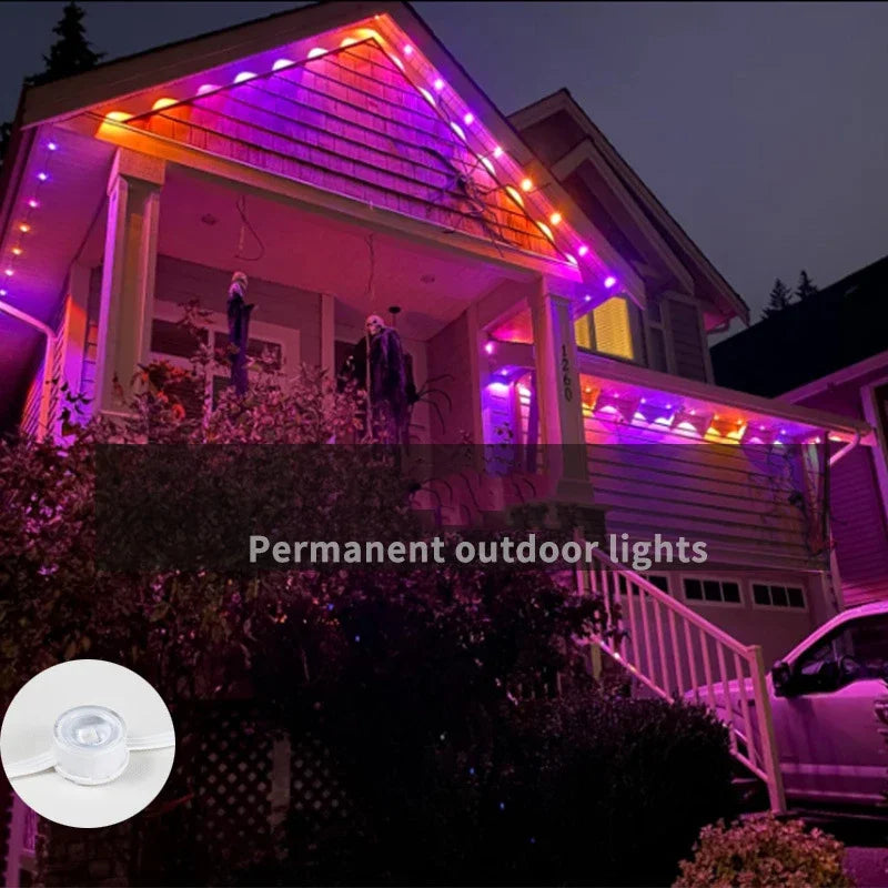 RGB 72 LED Outdoor String Lights Remote Tuya APP Control Waterproof Zpaxo