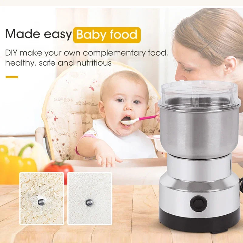 Mini Electric Grinder 300ml Ultrafine Pulverizer for Baby Food Coffee Spice Pepper Grain Mill with 2/4 Blades Household Use Zpaxo