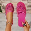 Women Slippers Sequin Flat Shoes Summer Hollow Beach Mesh Breathable
