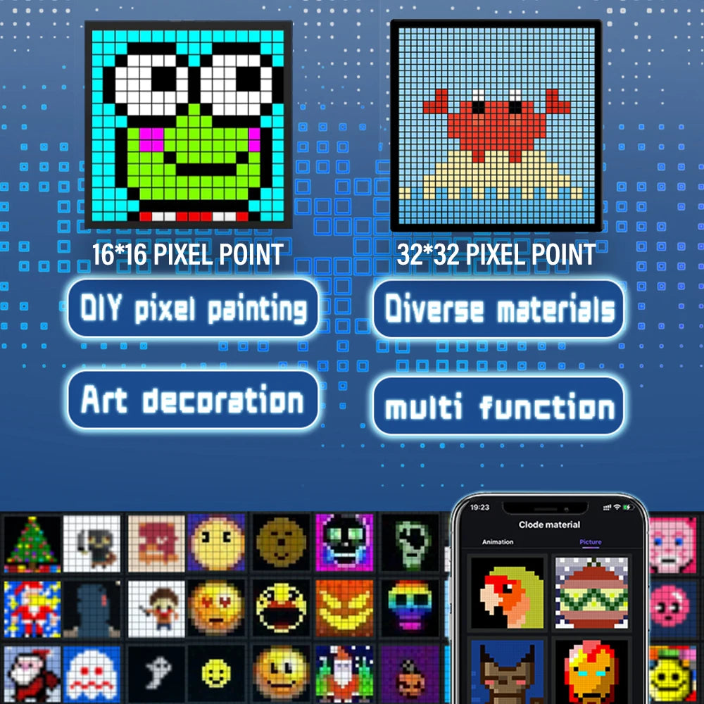 Smart LED Matrix Pixel Display RGB DIY Graffiti Bluetooth App Control Art Display For Gaming Room Decor Cool Animation Frame Zpaxo