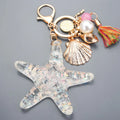 Chain Women Shell Starfish Pendant Accessories Key Ring Shell Keychain Starfish Keychain Key Chains Zpaxo transparent