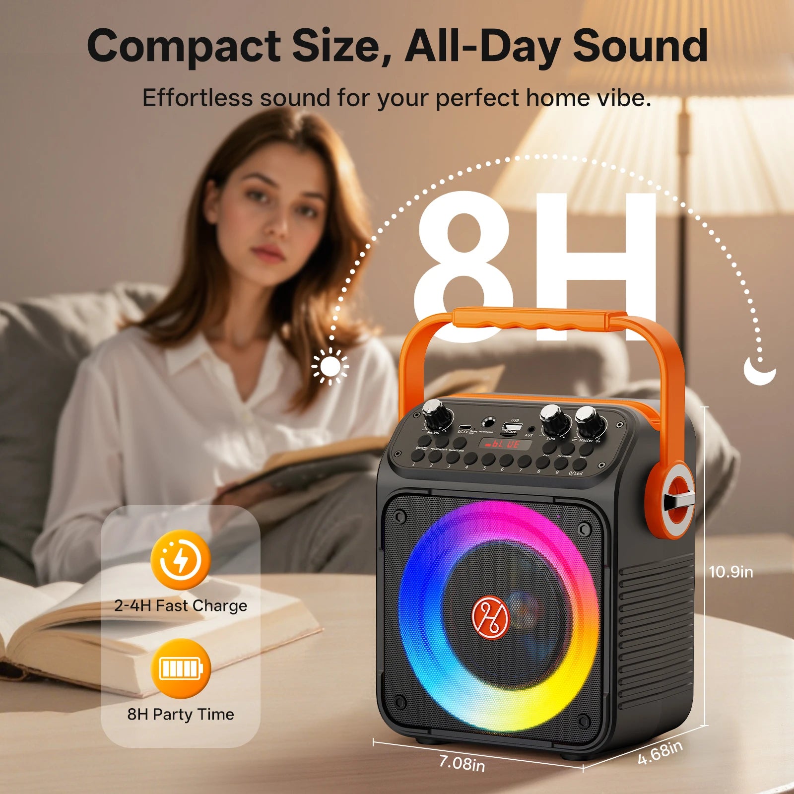 T35 Power Karaoke Bluetooth Speaker Music Rhythm Light 360 Degree