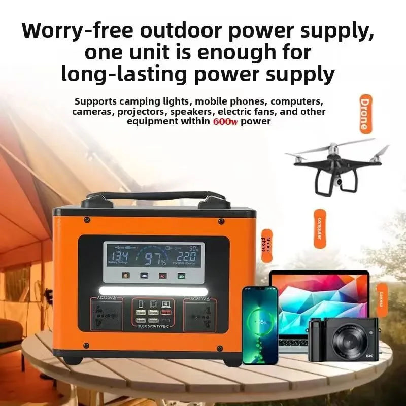 LiFePO4 600W Portable Power Station AC 220V 40Ah Solar Generator Storage Energy Power Bank for Camping Travel RV Home Emergency Zpaxo