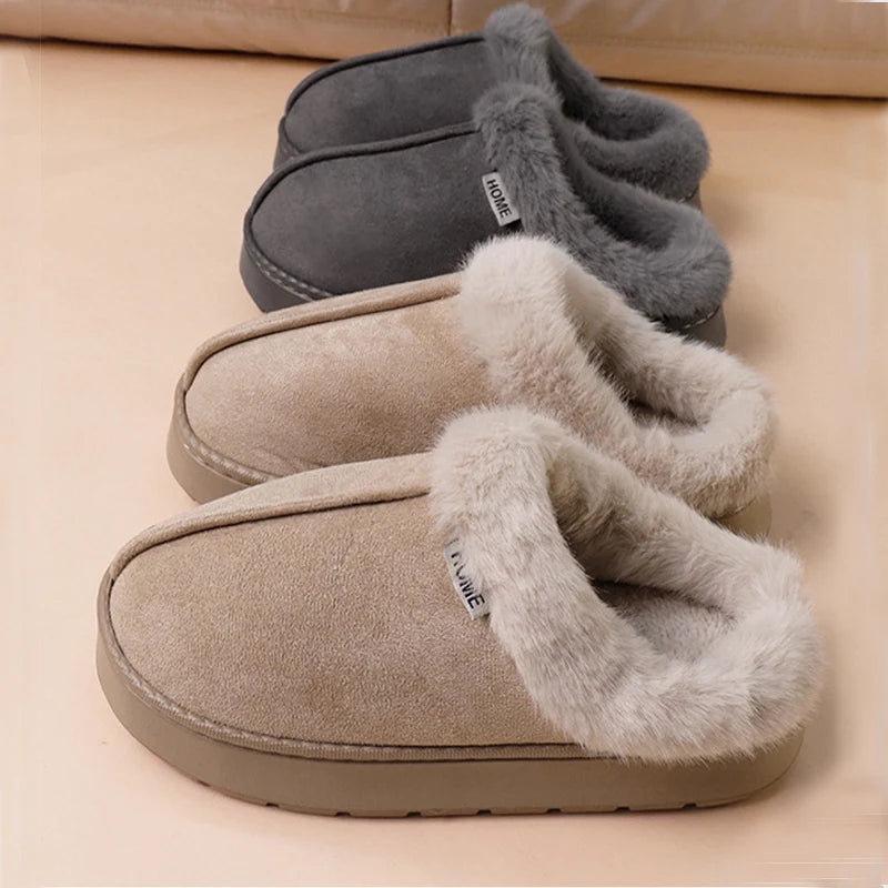 Warm Fashion Fluffy Slippers Women Winter Indoor Outdoor EVA Thick