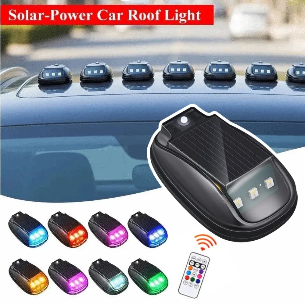 Wireless Solar LED Flash Light RGB Powered Roof Strobe Lights Auto Zpaxo