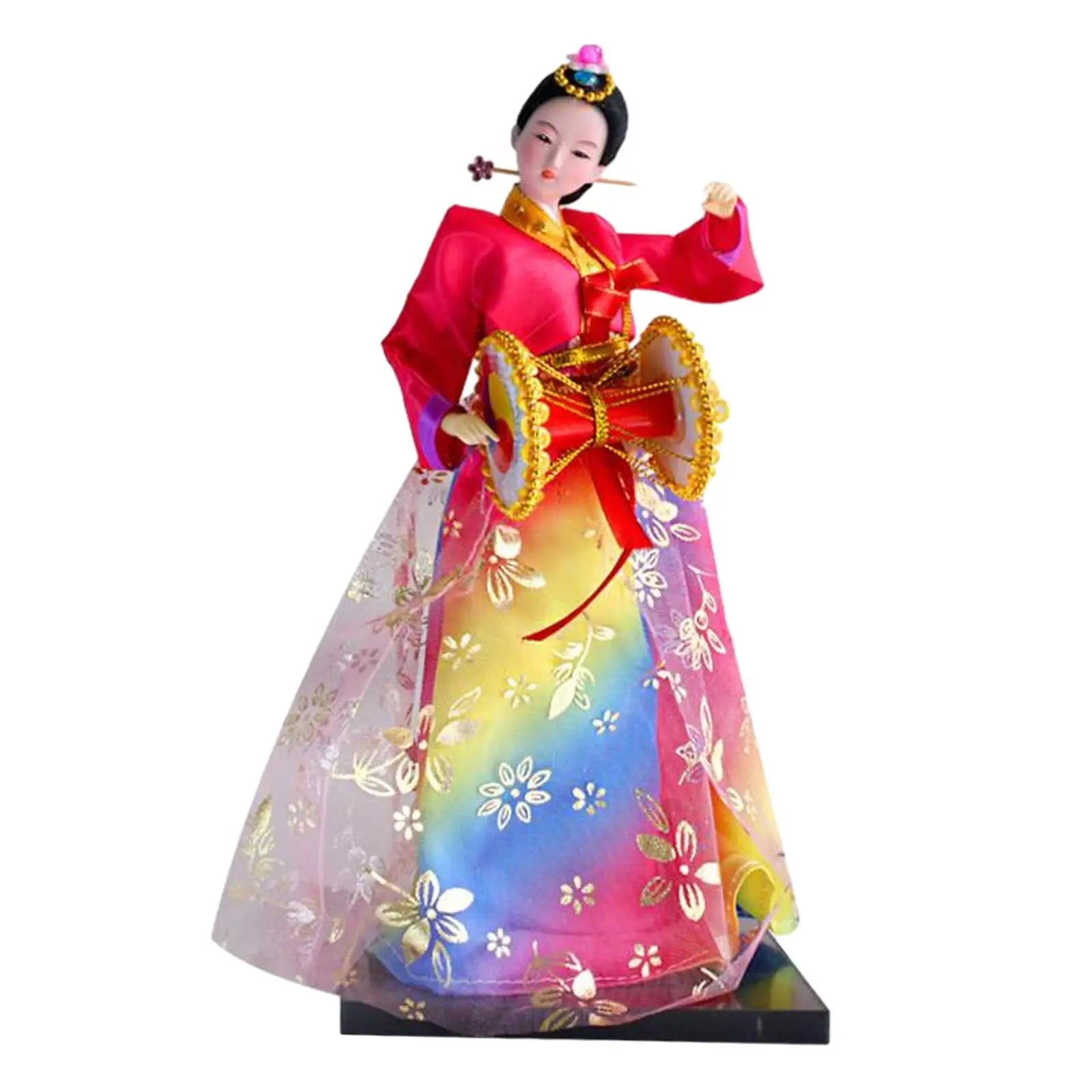 Korean Hanbok Doll Figurine – 12" Resin Collectible Statue Decorative Figurine Zpaxo Style H