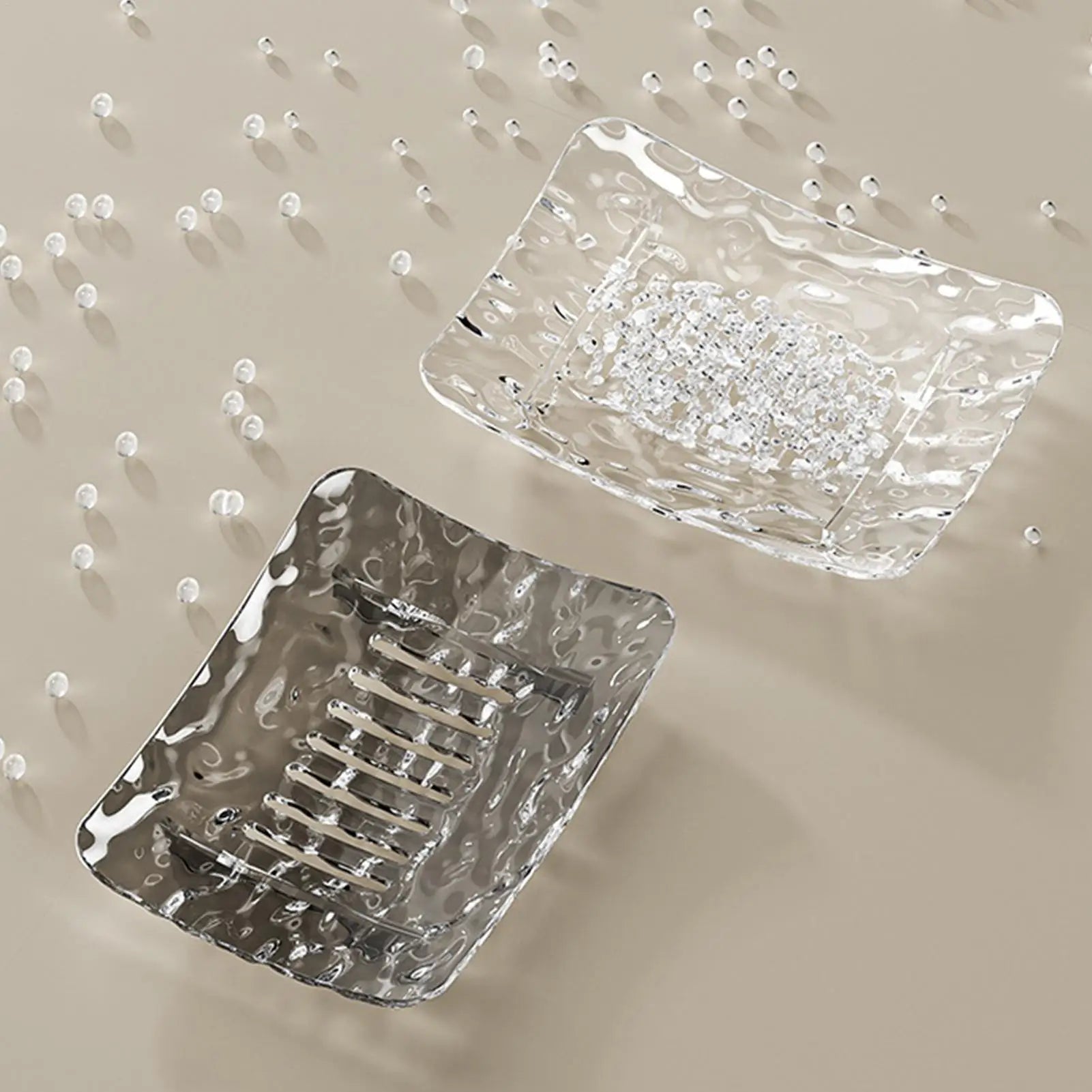 2-Pack Soap Dish with Drain Holes & Non-Slip Base | Clear PET Soap Dish Set Zpaxo