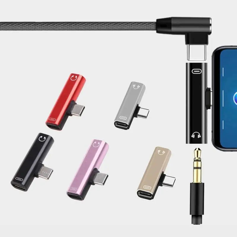652F Type-C Adapter Type C to 3.5 Headphone Music Charging Two-in-One Adapter Cable Alloy Converter Zpaxo