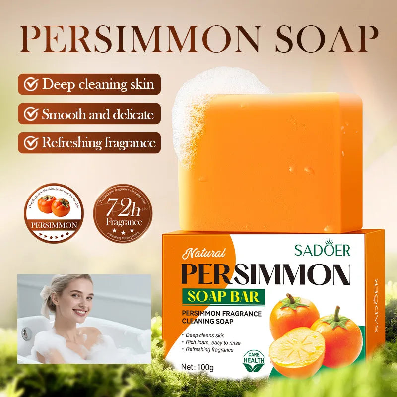 SADOER Persimmon Handmade Soap – Deep Cleanse & Moisturize Handmade Bar Soap Zpaxo 100g