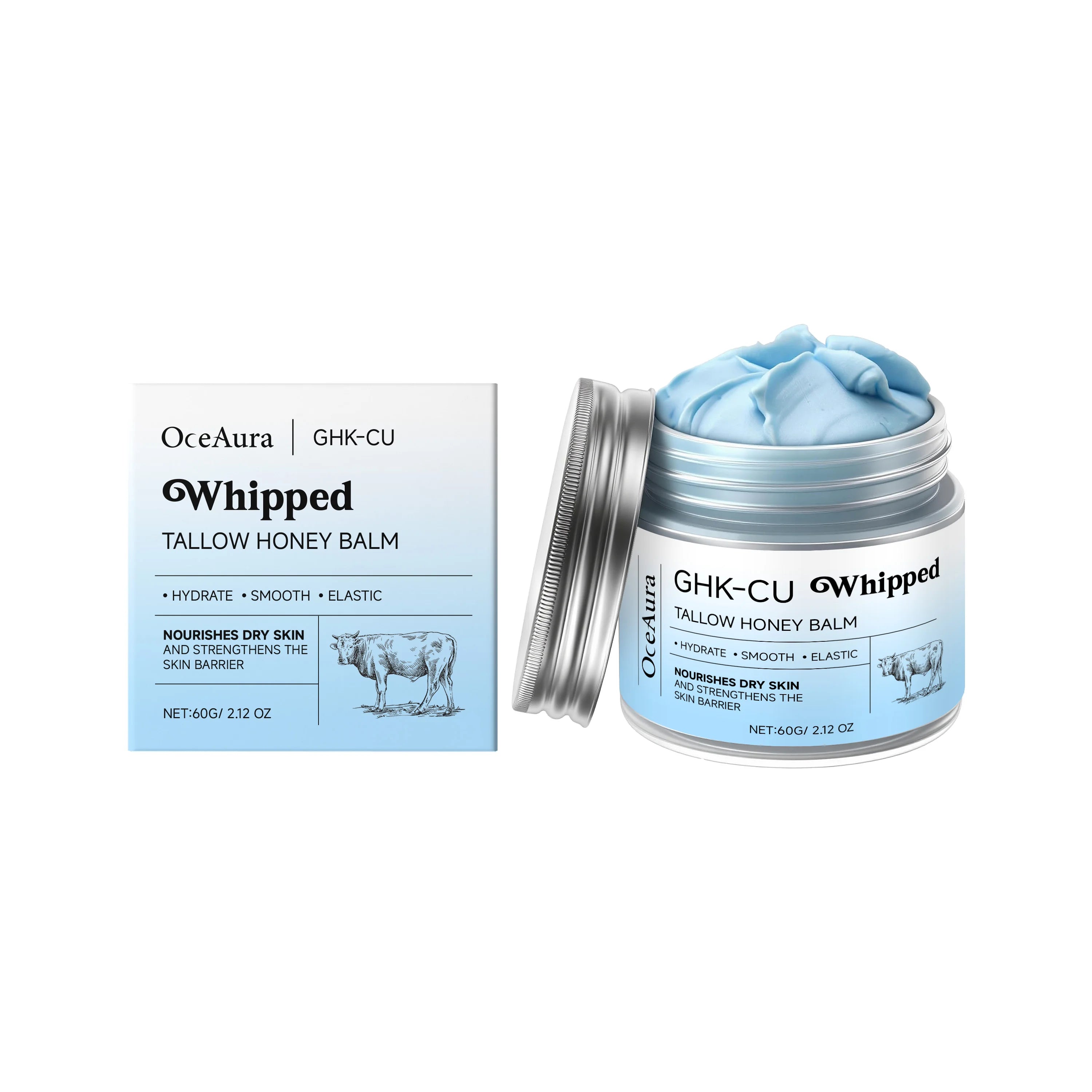 OceAura Tallow & Honey Whipped Body Cream | Deep Hydration Body Moisturizing Cream Zpaxo 60g boxed