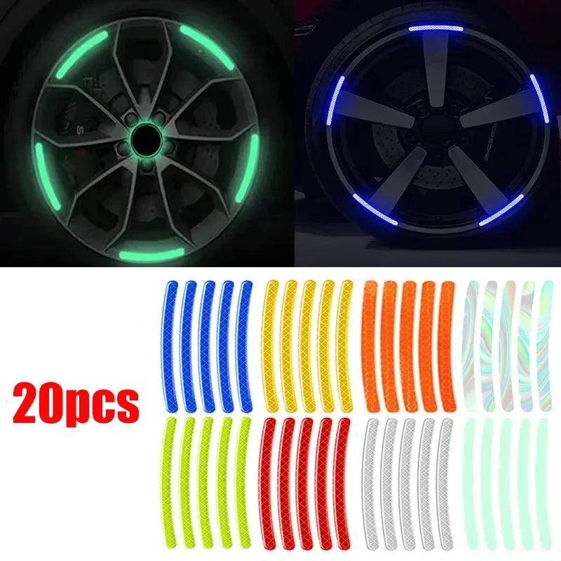 40-Pack Reflective Wheel Hub Stickers – Car & Motorcycle Decals