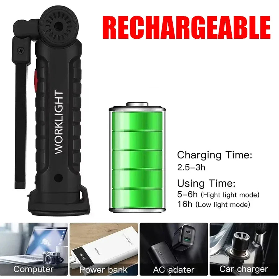 COB LED Rechargeable Work Light – Magnetic Camping Lantern LED Work Lantern Zpaxo