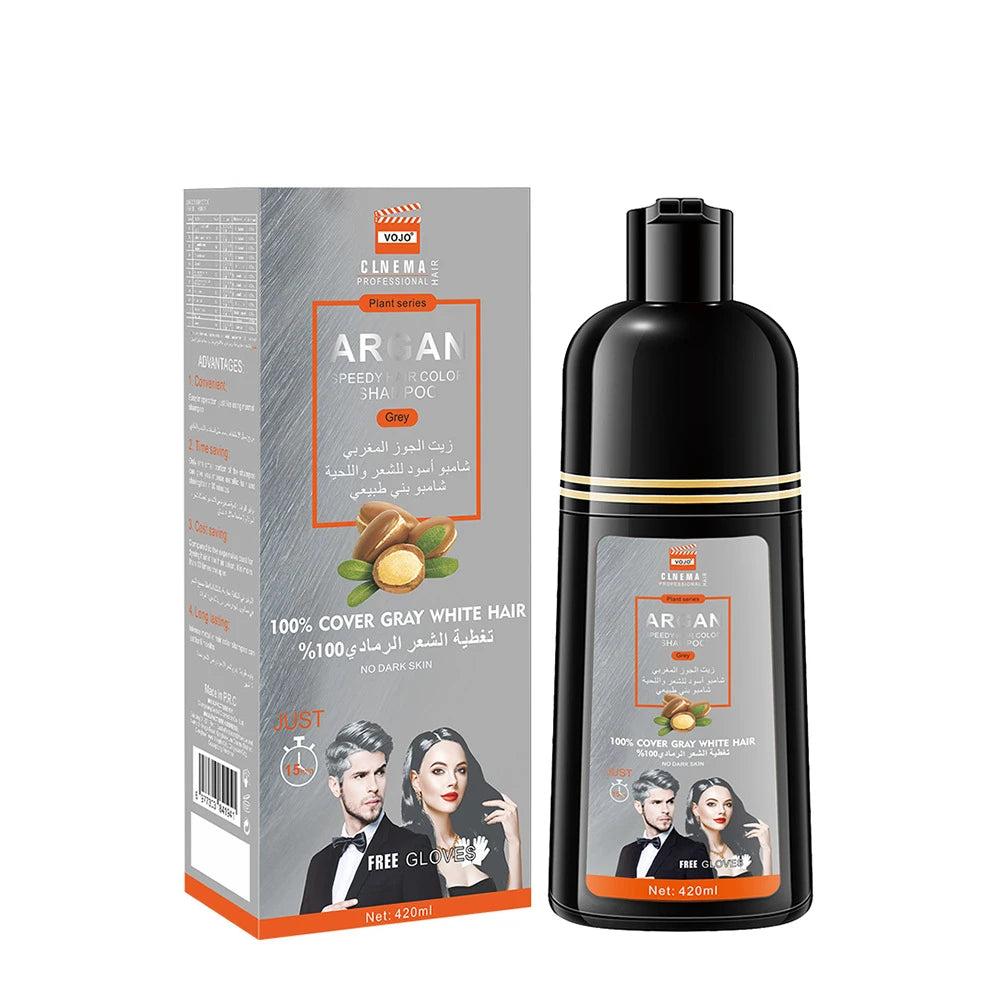 420ml Hair Dye,3-in-1 Hair Dye Shampoo Rapid Hair,Cleansing & Moisturising,Smoothing Black Hair Coloring Shampoo,Hair Care Zpaxo grey