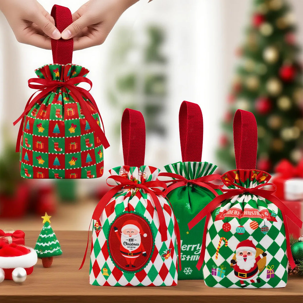 Velvet Christmas Drawstring Gift Bag – Reusable Candy Pouch