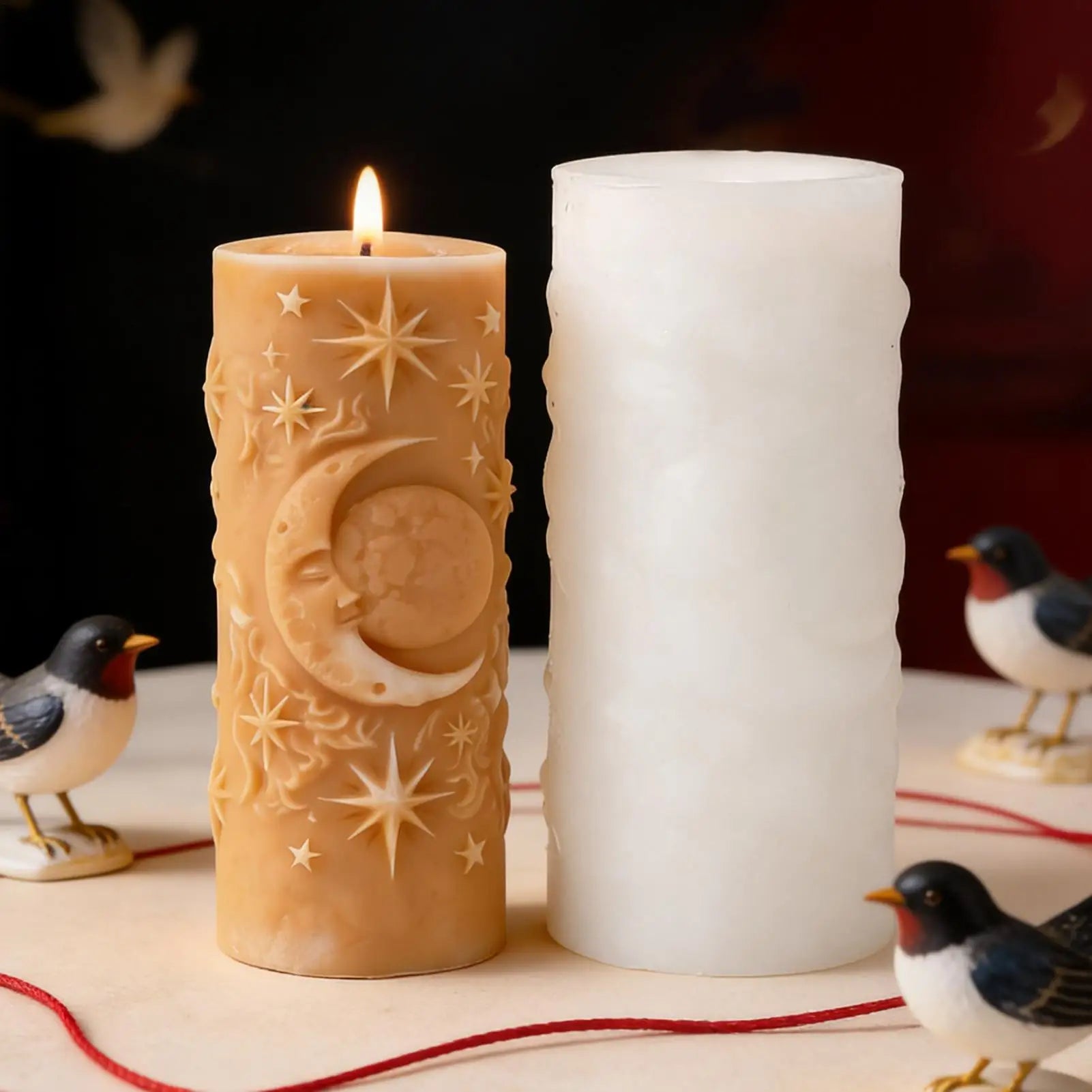 Pillar Candle Mold Flexible Easy Release Reusable Star-moon Women Men
