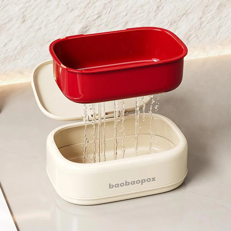 Portable Leakproof Soap Dish Lid Draining Layer Travel Bar Holder Zpaxo