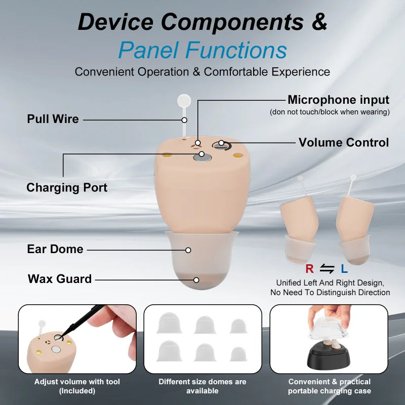 CIC Mini Rechargeable Hearing Aid Deaf Aids Elderly Amplifier