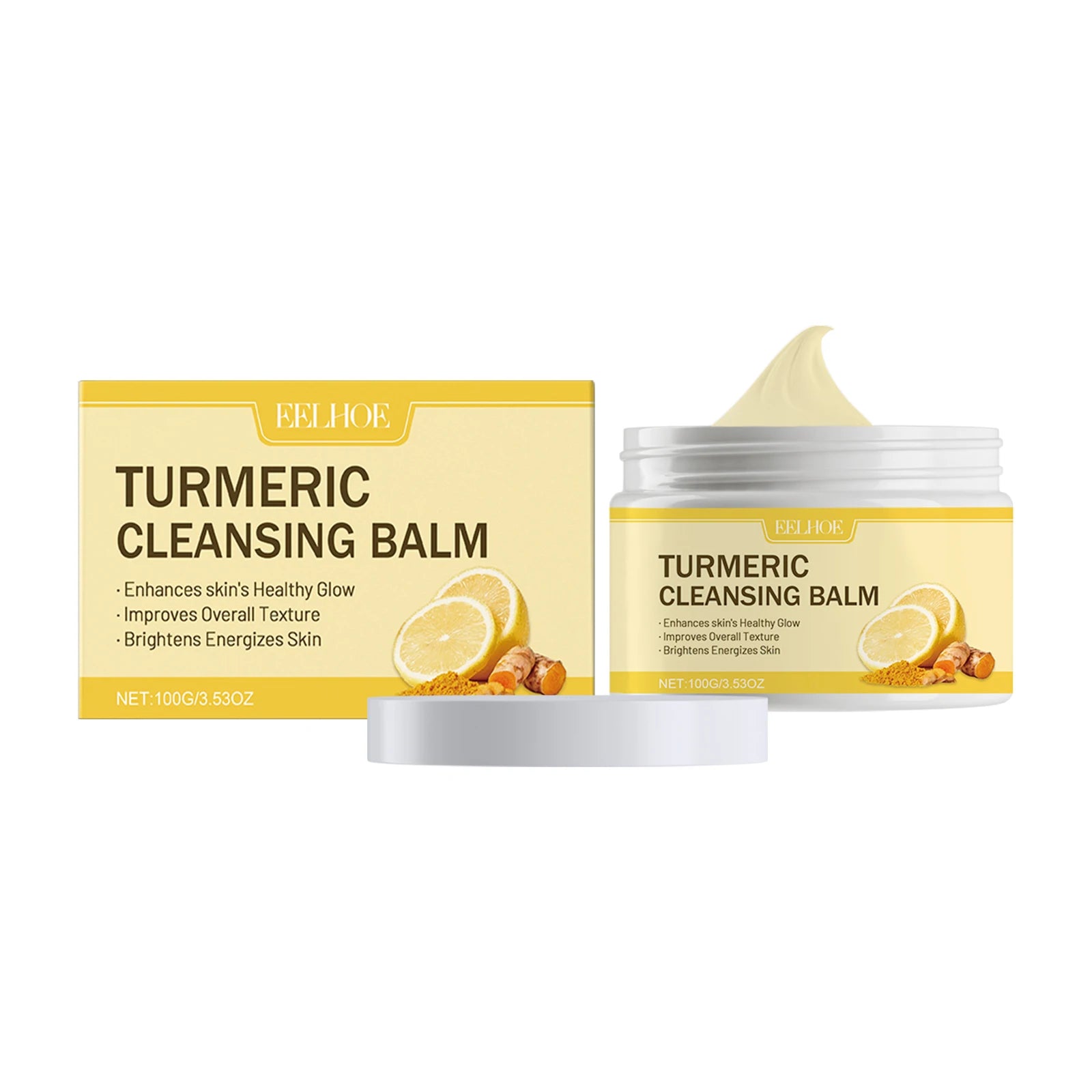 Ginger Lemon Makeup Remover Cleansing Facial Non-Tightening Gentle Makeup Face Eye Lip Makeup Remover Turmeric Cleansing Balm Zpaxo 1Pcs