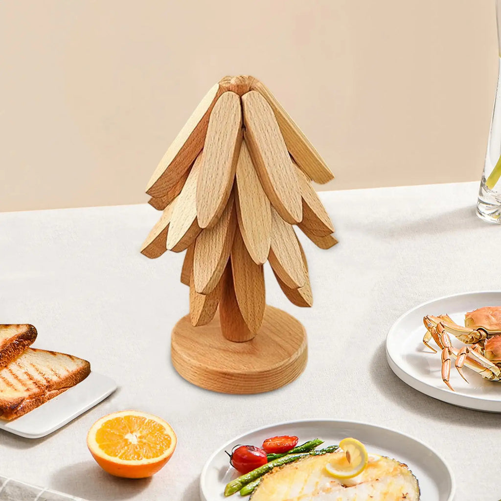 Wooden Tree Coasters Insulation Placemat Christmas Trivets Dishes
