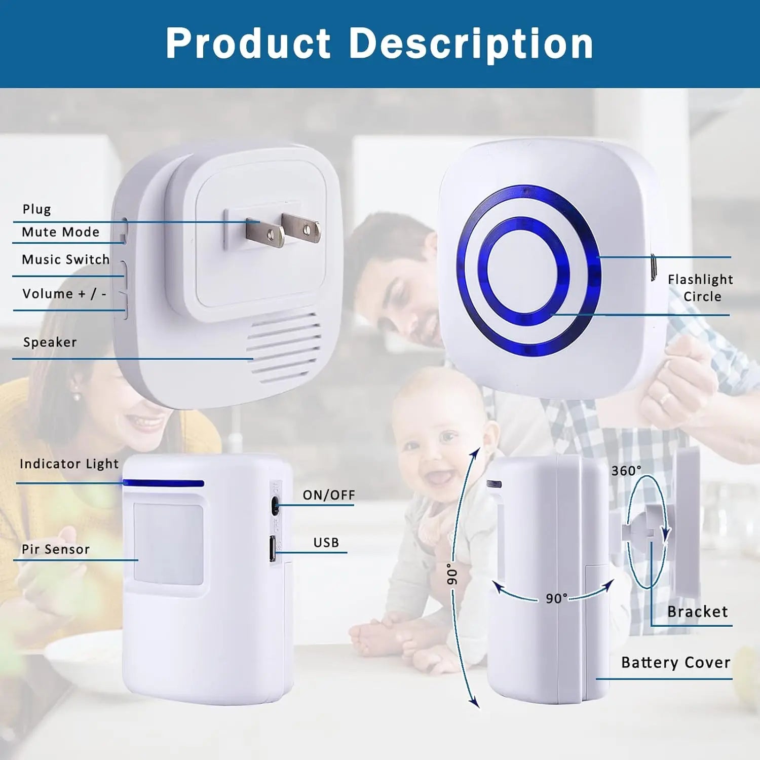 Wireless Motion Sensor Alarm System Indoor Driveway Alarm with Motion Detector Alert Receiver Home Security Zpaxo