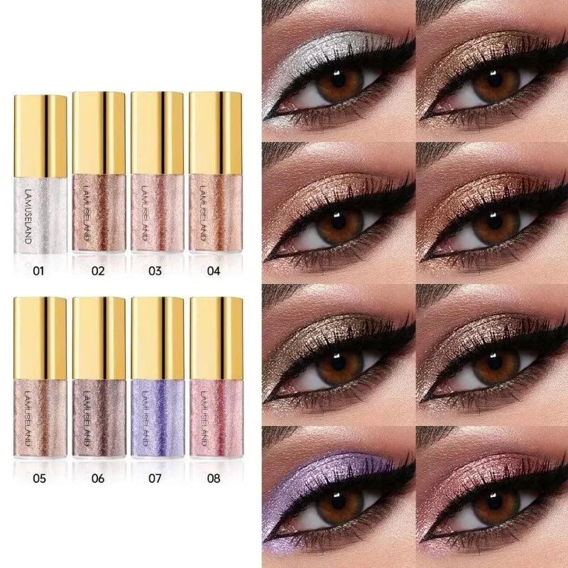 Pearly Liquid Eyeshadow Natural Smokey Silver Shimmer Glitter Diamond