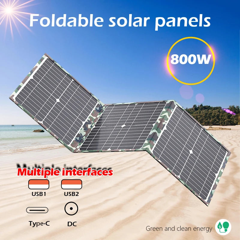 800W High-Efficiency Foldable Solar Power Station - 18V Portable Generator with Multiple Outputs for Camping & Outdoor Adventure Zpaxo