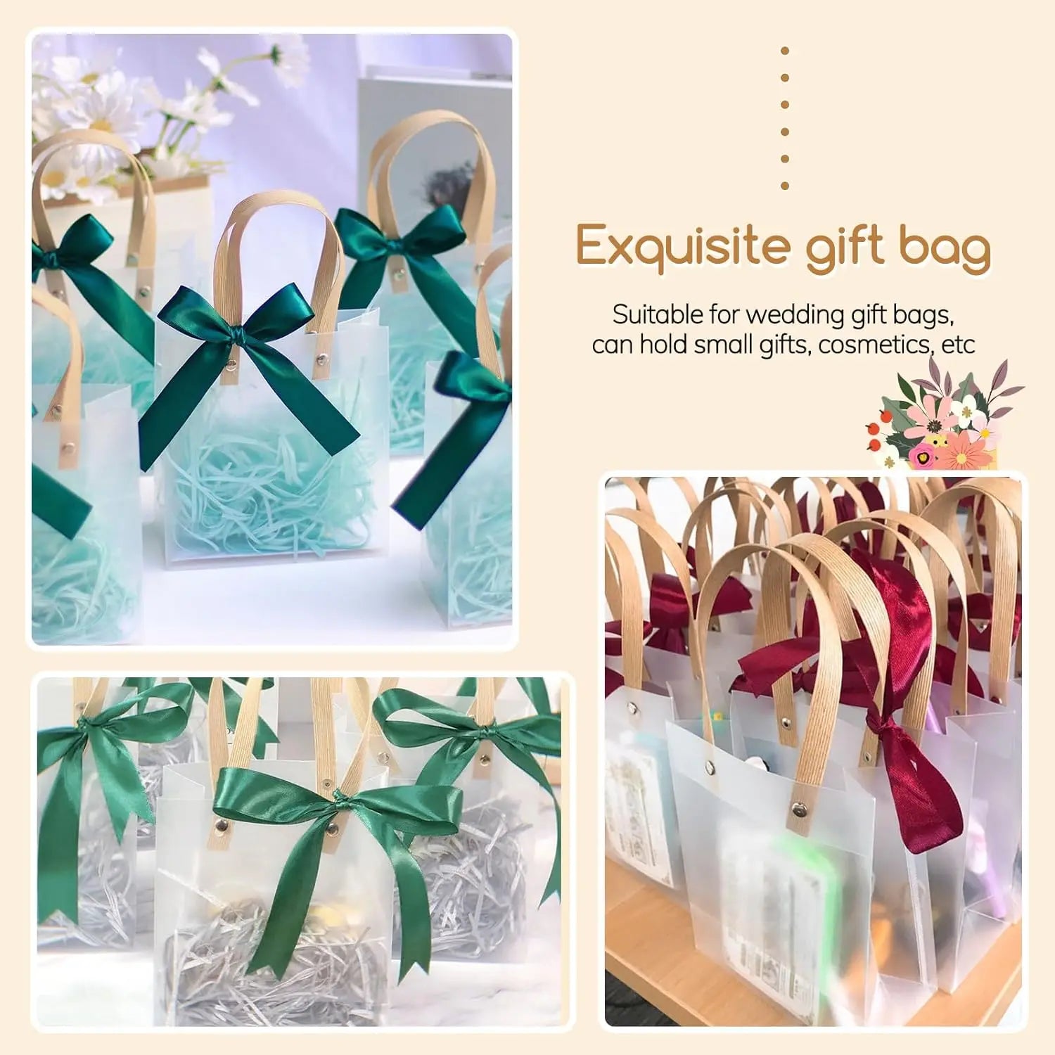20-Pack Frosted PVC Tote Gift Bags – Birthday, Holiday & Party