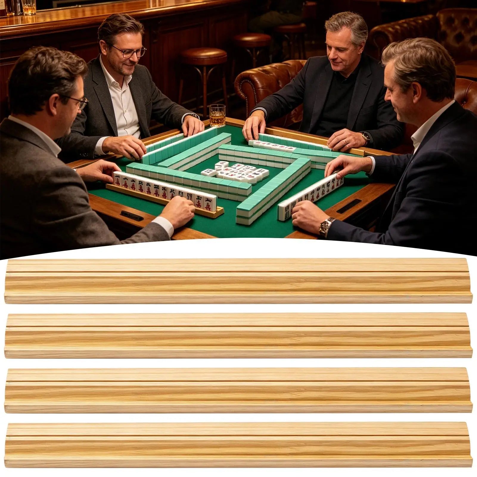 Mahjong Pushers and Racks 4-Piece Portable Modern Mahjong Racks with Pushers Set of 4 for Adults Family Traveler Home Outdoor Zpaxo