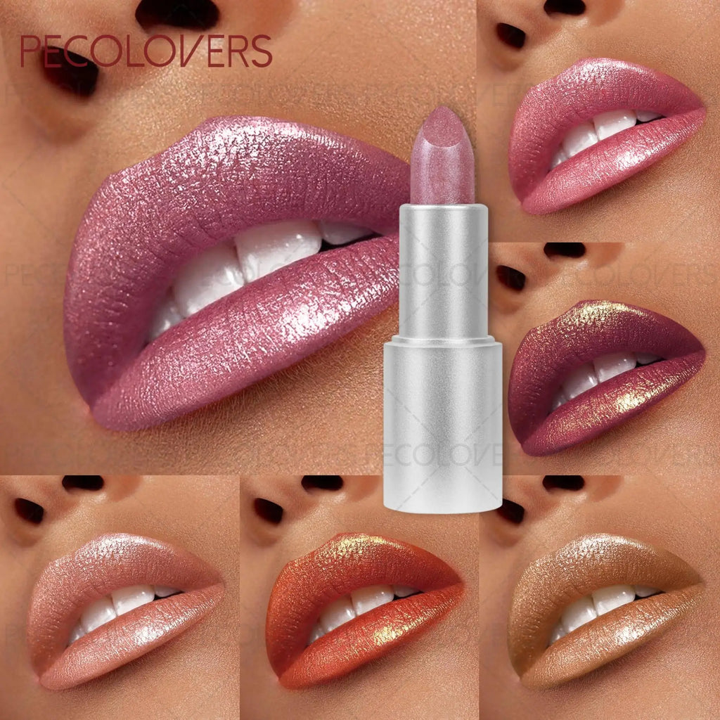 Shimmer Metallic Lip Gloss Lipstick,Shiny Lip Gloss,Hydrating, Long-Lasting, Non-Sticky,Lipstick Zpaxo