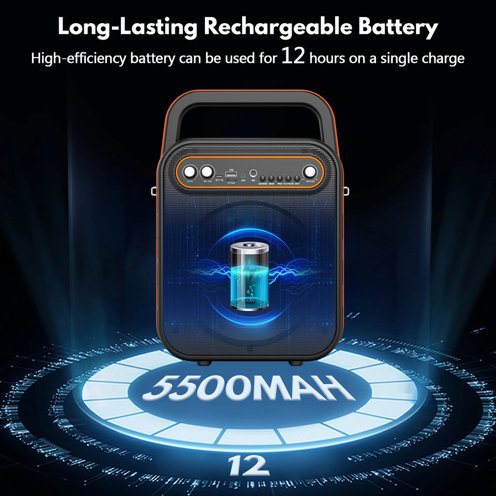 Karaoke Machine Adults Kids Portable Bluetooth Speaker Microphones PA