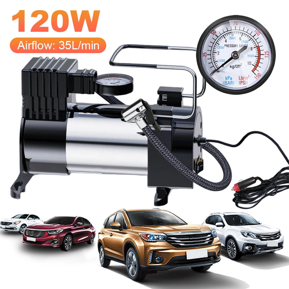 12V Electric Tire Inflator Cylinder Power System Car Pump Heavy Duty