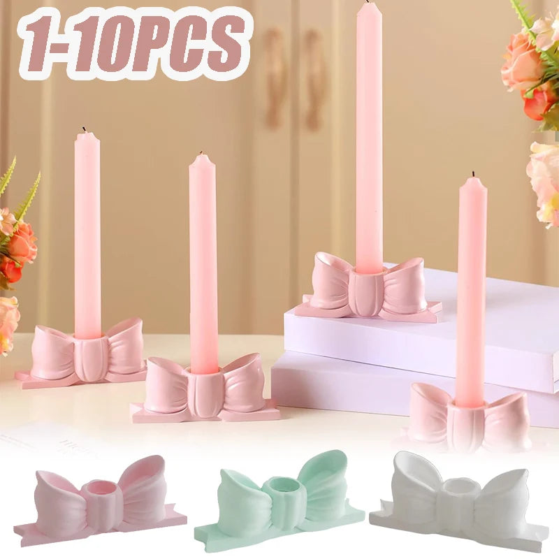 Gypsum Bow Candle Holder Long Candlestick Wedding Birthday Party Home